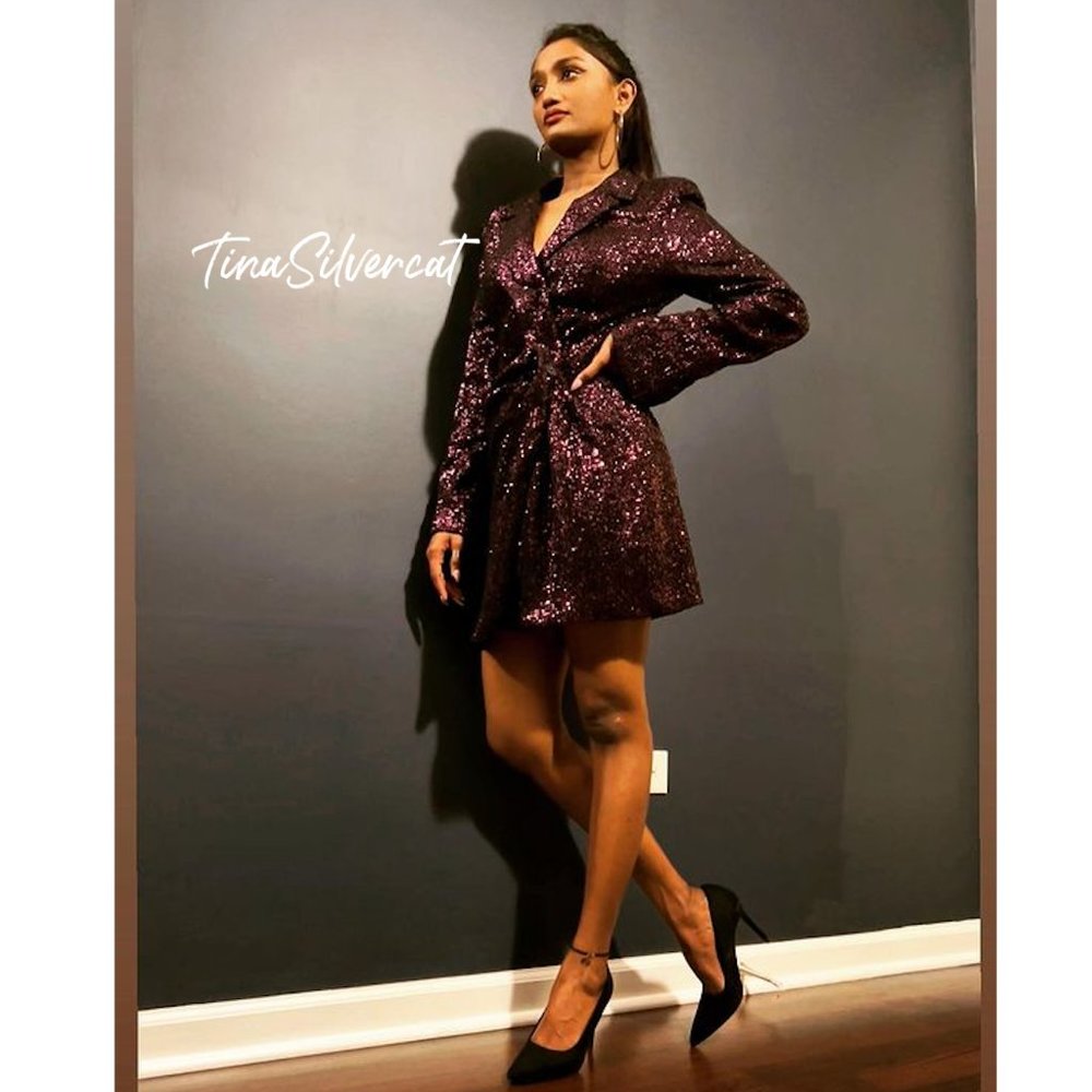 Zara Purple Sequin Blazer Mini Dress Sz S NWT - Picture 7 of 16